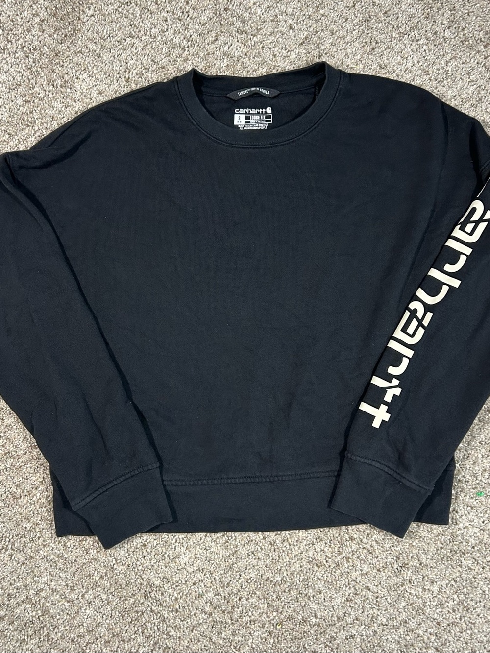 Carhartt Black Crewneck Sweatshirt with White Sleeve Logo